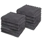 Orighty Ultra Soft Washcloths 12 Pack, Premium Microfiber Towel Sets 12x12 inches, Absorbent and Quick Drying Coral Velvet Washcloth, Multi-Purpose Wash Cloths for Bathroom, Hotel, and Gym (Grey)