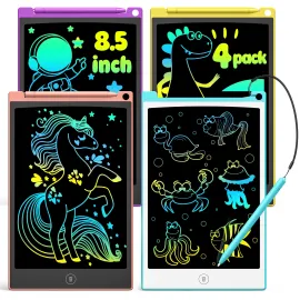 TECJOE 4 Pack LCD Writing Tablet, 8.5 Inch Colorful Doodle Board Drawing Tablet for Kids, Kids Travel Games Activity Learning Toys Birthday Gifts for 3 4 5 6 Year Old Boys Girls Toddlers Preschooler