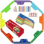 Medikaison Colorful Jokers and Marbles Board Game Pegs and Jokers Card Game for 2-8 Players 8 Solid Wood Game Boards 8 Colors 40 Marbles 4 Decks of Cards Cards Full Size Game Set