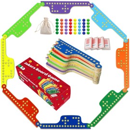 Medikaison Colorful Jokers and Marbles Board Game Pegs and Jokers Card Game for 2-8 Players 8 Solid Wood Game Boards 8 Colors 40 Marbles 4 Decks of Cards Cards Full Size Game Set
