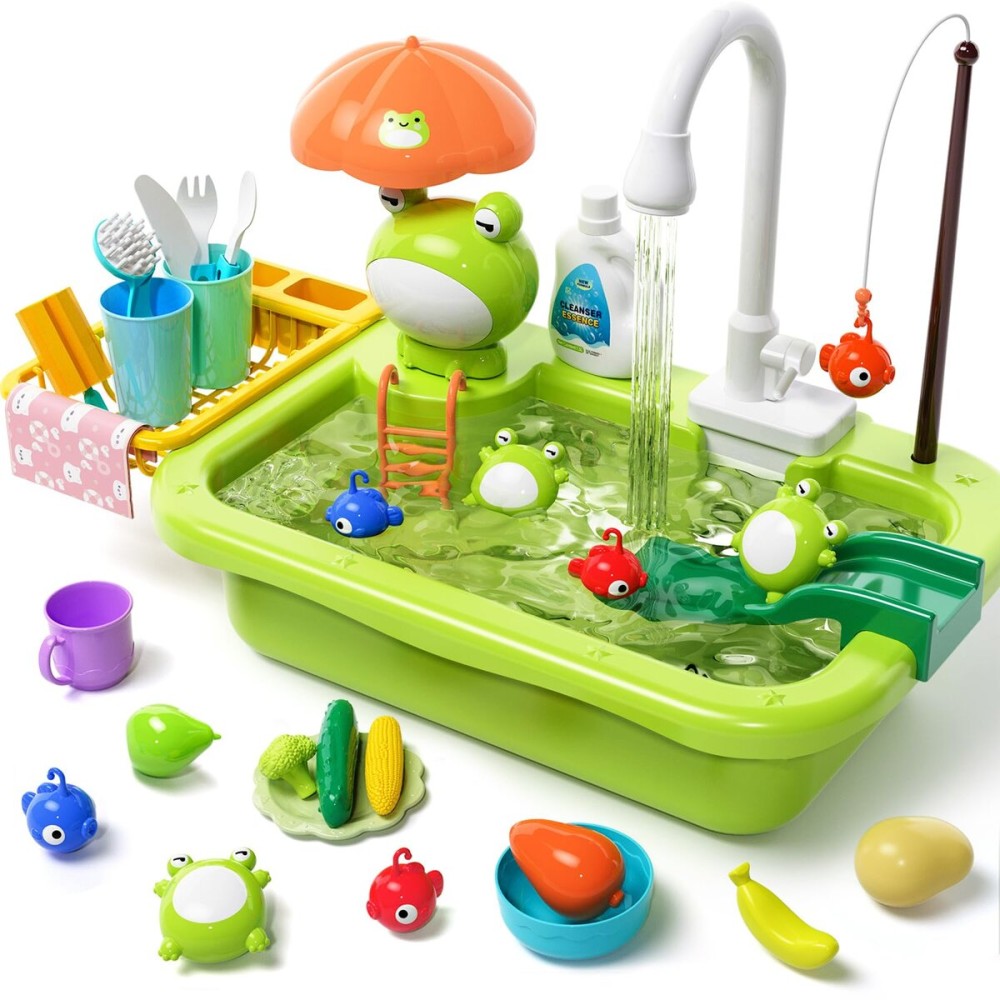 Play Sink with Running Water, Kitchen Play Sink Toy with Electric Faucet, Play Kitchen Accessories, Floating Pool Toys & Fishing Game, Kids Pretend Play-Dishwasher Play Set for Boys Girls Toddlers Play Sink with Running Water, Kitchen Play Sink Toy with Electric Faucet, Play Kitchen Accessories, Floating Pool Toys & Fishing Game, Kids Pretend Play-Dishwasher Play Set for Boys Girls Toddlers