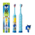 FIREFLY Clean N\' Protect, Sonic The Hedgehog Toothbrush with 3D hygienic Cover, Premium Soft Bristles, Anti-Slip Grip Handle, Battery Included, Ages 3+, 3 Piece Set (Pack of 1)