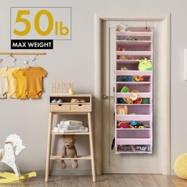 HOMELUX THEORY 1PC Heavy Duty Over the Door Organizer 55x14x6.7, 6 Large Front & 12 Side Pockets, Hanging Storage Closet Door Organizer for Bedroom, Bathroom and Baby Nursery Storage (Dark Gray)