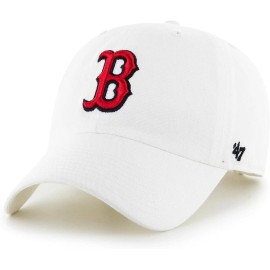 47 MLB Unisex-Adult Clean Up Adjustable Hat Cap One Size Fits All (Boston Red Sox White Red)