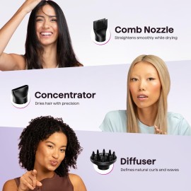 Wavytalk Hair Dryer with Diffuser, Blown Away Ionic Hair Dryer for Curly Hair with Comb, 1875W Fast Drying Blow Dryer with Ceramic Technology, 3 Attachments for All Hair Types, Light and Quiet, Black Wavytalk Hair Dryer with Diffuser, Blown Away Ionic Hair Dryer for Curly Hair with Comb, 1875W Fast Drying Blow Dryer with Ceramic Technology, 3 Attachments for All Hair Types, Light and Quiet, Black