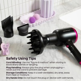 Wavytalk Hair Dryer with Diffuser, Blown Away Ionic Hair Dryer for Curly Hair with Comb, 1875W Fast Drying Blow Dryer with Ceramic Technology, 3 Attachments for All Hair Types, Light and Quiet, Black Wavytalk Hair Dryer with Diffuser, Blown Away Ionic Hair Dryer for Curly Hair with Comb, 1875W Fast Drying Blow Dryer with Ceramic Technology, 3 Attachments for All Hair Types, Light and Quiet, Black