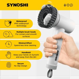 SYNOSHI Electric Spin Scrubber, Power Cleaning Brush with 3 Heads, Cordless Waterproof Shower Scrubber with Dual Speed, Perfect for Cleaning Bathroom, Tile, Cars, Floor. Electric Scrub Brush for tub