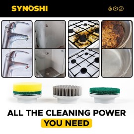 SYNOSHI Electric Spin Scrubber, Power Cleaning Brush with 3 Heads, Cordless Waterproof Shower Scrubber with Dual Speed, Perfect for Cleaning Bathroom, Tile, Cars, Floor. Electric Scrub Brush for tub