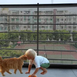 Banister Guard-15ft X 3ft Thick Balcony Safety Net for Kids Pet Balcony Guard Balcony Netting for Pets Rail Net for Balcony Apartment Cat Netting Safety Netting for Railings Stair Guards (Black)