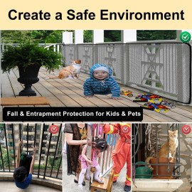 Banister Guard-15ft X 3ft Thick Balcony Safety Net for Kids Pet Balcony Guard Balcony Netting for Pets Rail Net for Balcony Apartment Cat Netting Safety Netting for Railings Stair Guards (Black) Banister Guard-15ft X 3ft Thick Balcony Safety Net for Kids Pet Balcony Guard Balcony Netting for Pets Rail Net for Balcony Apartment Cat Netting Safety Netting for Railings Stair Guards (Black)