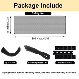 Banister Guard-15ft X 3ft Thick Balcony Safety Net for Kids Pet Balcony Guard Balcony Netting for Pets Rail Net for Balcony Apartment Cat Netting Safety Netting for Railings Stair Guards (Black) Banister Guard-15ft X 3ft Thick Balcony Safety Net for Kids Pet Balcony Guard Balcony Netting for Pets Rail Net for Balcony Apartment Cat Netting Safety Netting for Railings Stair Guards (Black)