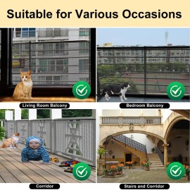 Banister Guard-15ft X 3ft Thick Balcony Safety Net for Kids Pet Balcony Guard Balcony Netting for Pets Rail Net for Balcony Apartment Cat Netting Safety Netting for Railings Stair Guards (Black) Banister Guard-15ft X 3ft Thick Balcony Safety Net for Kids Pet Balcony Guard Balcony Netting for Pets Rail Net for Balcony Apartment Cat Netting Safety Netting for Railings Stair Guards (Black)