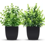 ZJIA 2 Pack Small Fake Plants Black Bathroom Accessories for Home Bedroom Bathroom Kitchen Decor