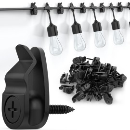 Outdoor String Lights Clips, Weatherproof Cable Hanger Hooks for Hanging Fairy Lights, Holiday Decor - Black, 50 Pack Outdoor String Lights Clips, Weatherproof Cable Hanger Hooks for Hanging Fairy Lights, Holiday Decor - Black, 50 Pack