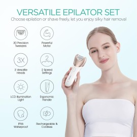 VOYOR Epilator for Women, 3 in 1 Epilator Hair Removal for Women, Epilators Hair Remover for Leg Arm with 30 Tweezers, Rechargeable & Cordless Electric Lady Shaver & Trimmer BM300 (Champagne Gold) VOYOR Epilator for Women, 3 in 1 Epilator Hair Removal for Women, Epilators Hair Remover for Leg Arm with 30 Tweezers, Rechargeable & Cordless Electric Lady Shaver & Trimmer BM300 (Champagne Gold)