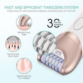 VOYOR Epilator for Women, 3 in 1 Epilator Hair Removal for Women, Epilators Hair Remover for Leg Arm with 30 Tweezers, Rechargeable & Cordless Electric Lady Shaver & Trimmer BM300 (Champagne Gold) VOYOR Epilator for Women, 3 in 1 Epilator Hair Removal for Women, Epilators Hair Remover for Leg Arm with 30 Tweezers, Rechargeable & Cordless Electric Lady Shaver & Trimmer BM300 (Champagne Gold)