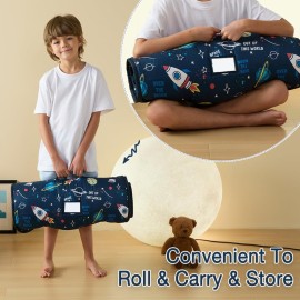 beeweed Toddler Nap Mat, Rollup Design Kid Sleeping Mat with Removable Pillow & Minky Blanket, Toddler Sleeping Bag for Daycare Preschool Travel Camping, Space Ship beeweed Toddler Nap Mat, Rollup Design Kid Sleeping Mat with Removable Pillow & Minky Blanket, Toddler Sleeping Bag for Daycare Preschool Travel Camping, Space Ship