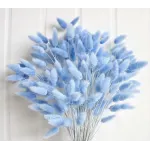 120 PCS Blue Dried Pampas Grass Decor, 17-inch Pompas Floral, Dry Flowers for Decoration, Pampas Grass in Bulk Tall, Blue Bunny Tails Dried Flowers for Boho Wedding Decor
