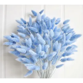 120 PCS Blue Dried Pampas Grass Decor, 17-inch Pompas Floral, Dry Flowers for Decoration, Pampas Grass in Bulk Tall, Blue Bunny Tails Dried Flowers for Boho Wedding Decor