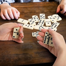 Noamus 56 PCS Dominoes Set for Adults, Professional Domino Tiles with Spinner, Double 6 in 2 Portable Wooden Case, 28 Tiles Domino Travel Set for Family Numbers Table Board Games, 2-8 Players