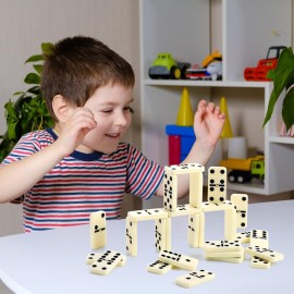 Noamus 56 PCS Dominoes Set for Adults, Professional Domino Tiles with Spinner, Double 6 in 2 Portable Wooden Case, 28 Tiles Domino Travel Set for Family Numbers Table Board Games, 2-8 Players