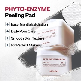 MEDIHEAL Phyto Enzyme Peeling Pad - Vegan Face Resurfacing Gauze Pads with LHA & Papaya Enzym - Pore Tightening Pads to Control Sebum - Exfoliating Pads for Dead Skin Cells, 90 Pads
