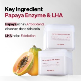 MEDIHEAL Phyto Enzyme Peeling Pad - Vegan Face Resurfacing Gauze Pads with LHA & Papaya Enzym - Pore Tightening Pads to Control Sebum - Exfoliating Pads for Dead Skin Cells, 90 Pads
