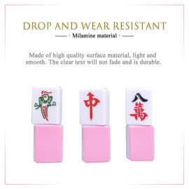 drizzle 30mm Mahjong Set Pink - 144 Medium Size Tiles with Panda Bag and Racks - Traditional Chinese Table Game - Home Family Dorm Party for Leisure Time - Mah Jong  drizzle 30mm Mahjong Set Pink - 144 Medium Size Tiles with Panda Bag and Racks - Traditional Chinese Table Game - Home Family Dorm Party for Leisure Time - Mah Jong