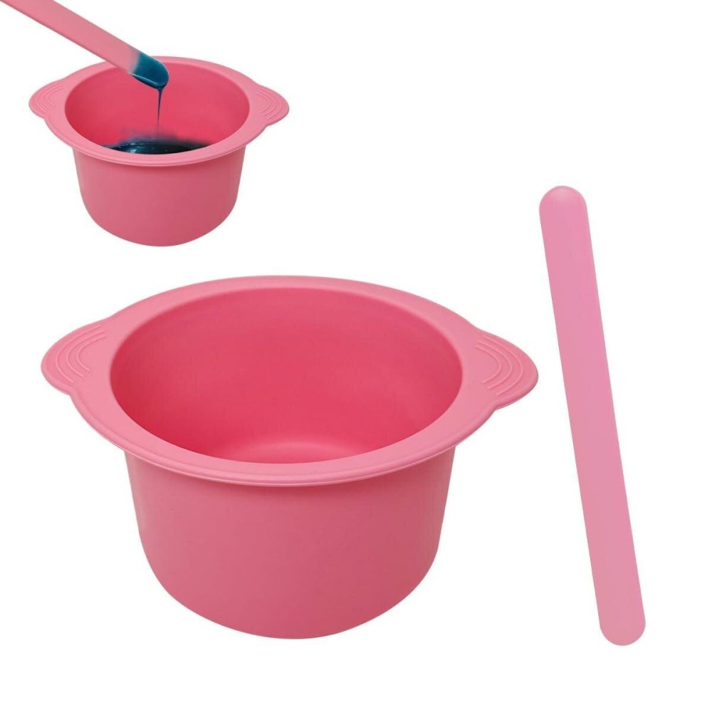 KVZVK Silicone Wax Bowl Non-Stick Hair Removal Pot Liner with Wax Spatula (Pink) KVZVK Silicone Wax Bowl Non-Stick Hair Removal Pot Liner with Wax Spatula (Pink)