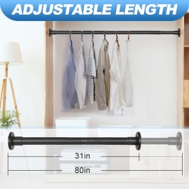 CorkLatta Black Shower Curtain Rod 31 to 80 Inch,1 Inch Diameter Adjustable Spring Tension Stainless Steel Telescoping Rod,Easy Install,No Rust CorkLatta Black Shower Curtain Rod 31 to 80 Inch,1 Inch Diameter Adjustable Spring Tension Stainless Steel Telescoping Rod,Easy Install,No Rust