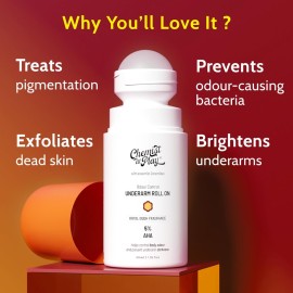 Chemist at Play UnderArm Roll-On with 5% AHA, Lactic Acid & 1% Mandelic Acid | Prevents Body Odour, Brightens Skin & Exfoliates Underarm | For Sensitive Skin | Royal Oudh Fragrance | Alcohol Free-40ml