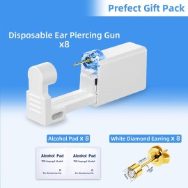 Get the Perfect Ear Piercing with 24Pcs Premium Ear Piercing Kit - Includes 8 CZ Diamond Earrings and 8 Easy-to-Use Self Ear Piercing Gun - Safe and Painless Get the Perfect Ear Piercing with 24Pcs Premium Ear Piercing Kit - Includes 8 CZ Diamond Earrings and 8 Easy-to-Use Self Ear Piercing Gun - Safe and Painless