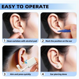 Get the Perfect Ear Piercing with 24Pcs Premium Ear Piercing Kit - Includes 8 CZ Diamond Earrings and 8 Easy-to-Use Self Ear Piercing Gun - Safe and Painless Get the Perfect Ear Piercing with 24Pcs Premium Ear Piercing Kit - Includes 8 CZ Diamond Earrings and 8 Easy-to-Use Self Ear Piercing Gun - Safe and Painless