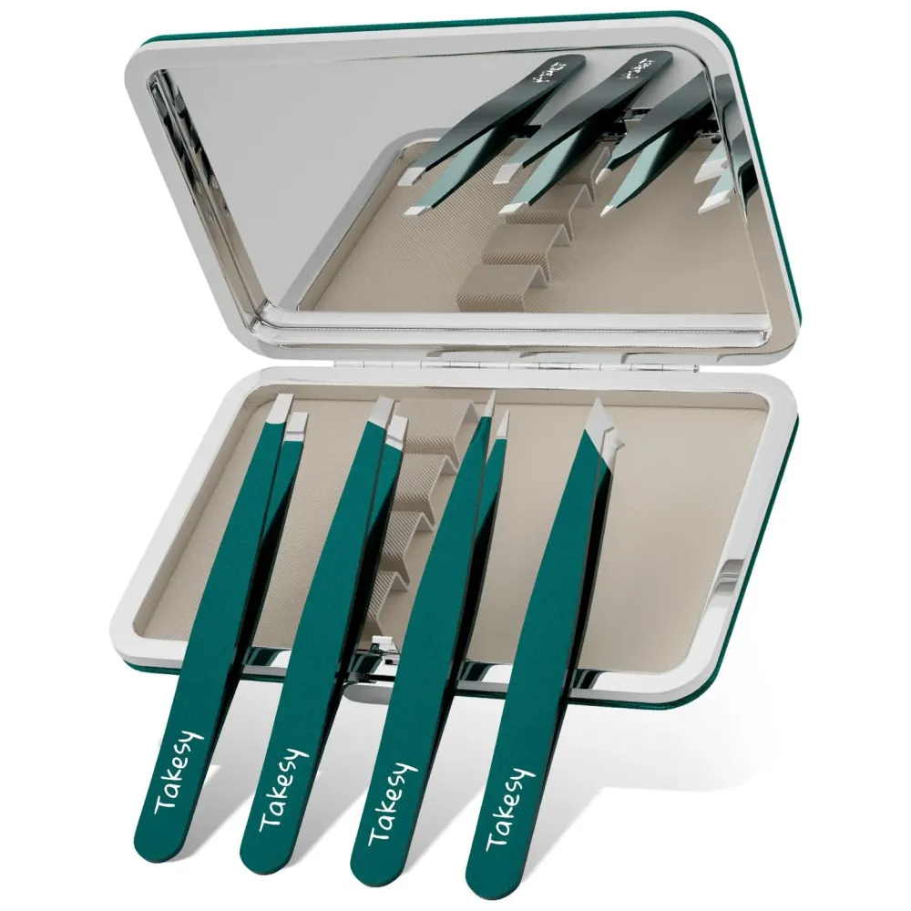 Upgraded Sharp Precision Tweezers for Facial Hair & Chin Hair, Slanted Design for Women & Men Eyebrow Plucker, Great with Travel Mirror Case (Green) Upgraded Sharp Precision Tweezers for Facial Hair & Chin Hair, Slanted Design for Women & Men Eyebrow Plucker, Great with Travel Mirror Case (Green)