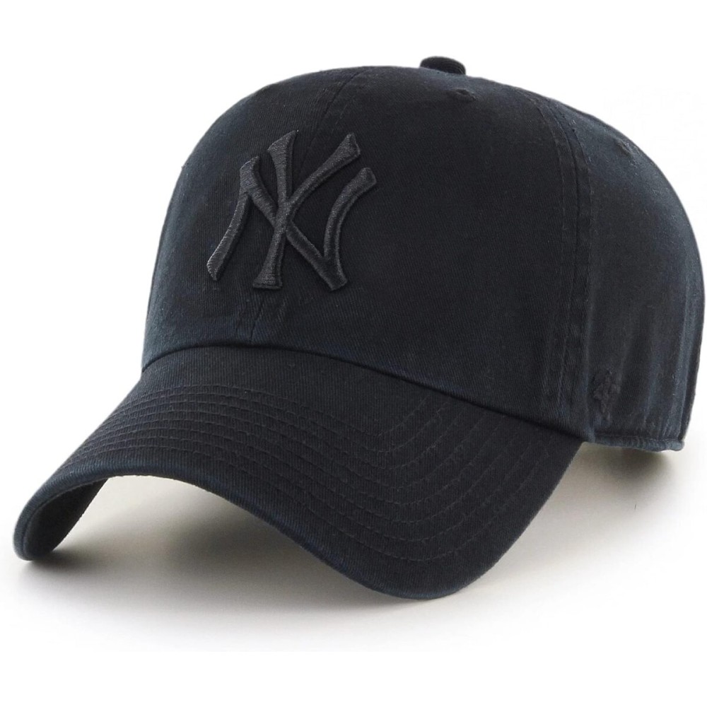 47 MLB Black/Black Clean Up Adjustable Hat Cap, Adult One Size (New York Yankees) 47 MLB Black/Black Clean Up Adjustable Hat Cap, Adult One Size (New York Yankees)