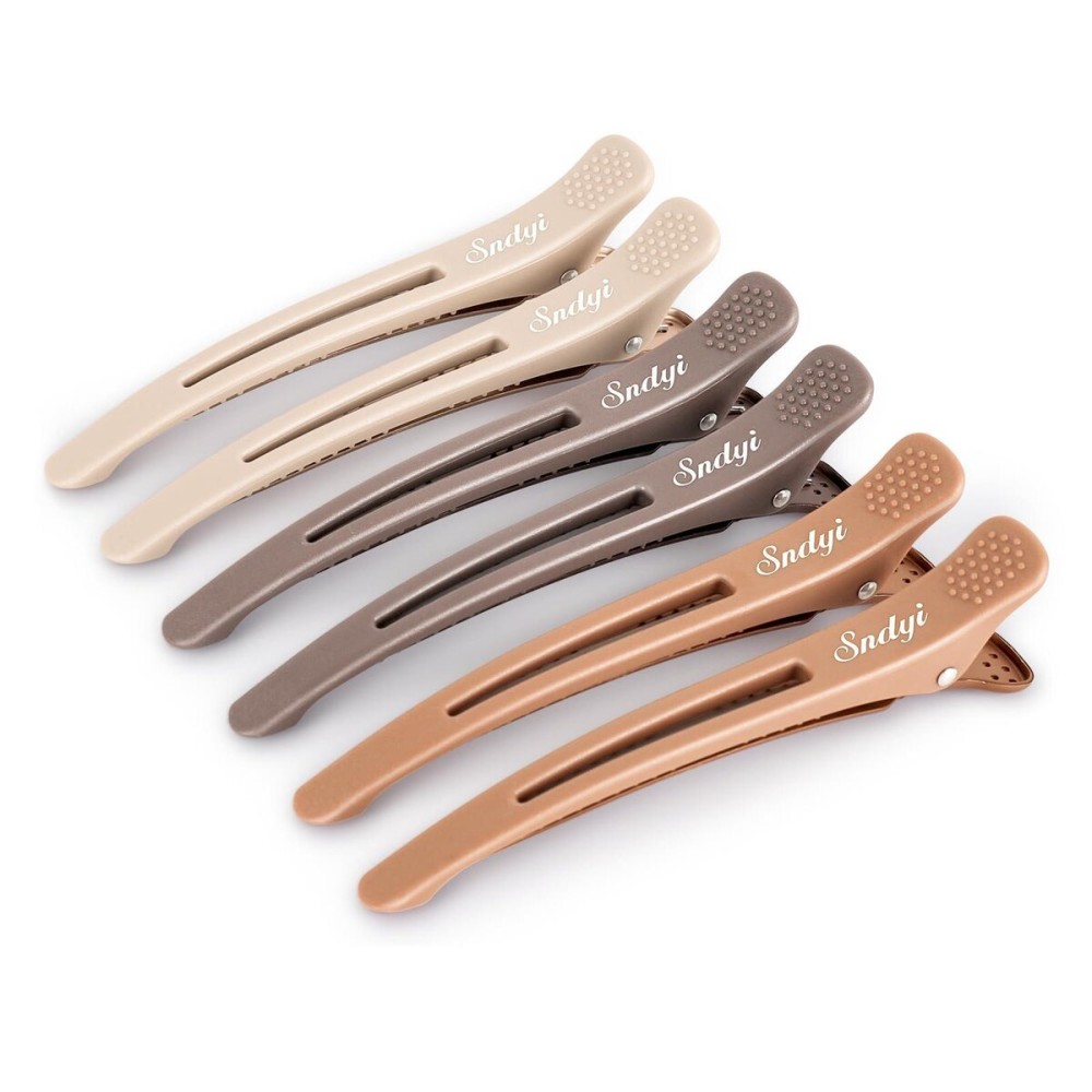 Sndyi 6pcs Neutral Hair Clips - Hair Clips for Styling Sectioning, Non Slip Duck Billed Hair Clips with Silicone Band, Hair Roller Clips, Salon Hair Cutting Clips for Hairdresser, Barber, Women, Men Sndyi 6pcs Neutral Hair Clips - Hair Clips for Styling Sectioning, Non Slip Duck Billed Hair Clips with Silicone Band, Hair Roller Clips, Salon Hair Cutting Clips for Hairdresser, Barber, Women, Men