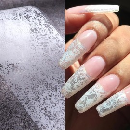SILPECWEE 20 Rolls Lace Nail Transfer Foil - White and Black Flower Nail Art Decals, Holographic Stickers for DIY Acrylic Nails Manicure Decoration SILPECWEE 20 Rolls Lace Nail Transfer Foil - White and Black Flower Nail Art Decals, Holographic Stickers for DIY Acrylic Nails Manicure Decoration