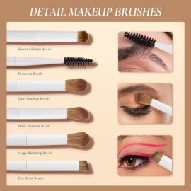 LUXBRU Makeup Brushes With Case 20PCs Professional Makeup Brush Set, Foundation Powder Eyeshadow Brush Set Eyebrow Concealer Contour Travel Brushes Kit with Holder & 2 Powder Puff-White LUXBRU Makeup Brushes With Case 20PCs Professional Makeup Brush Set, Foundation Powder Eyeshadow Brush Set Eyebrow Concealer Contour Travel Brushes Kit with Holder & 2 Powder Puff-White