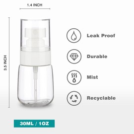 GIVITASOT 3pack Small Spray Bottle, 1oz Mini Spray Bottles, Empty Travel Spray Bottle, Fine Mist Plastic Spray Bottles (Clear+Green+Pink)