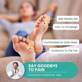 Welnove Hammertoe Corrector - 6 Pack Toe Splints - Soft Gel Toe Straighteners - Realign Bent, Curled, Crooked, Claw, Hammer Toes - Toe Corrector for Men and Women, 3 Different Sizes (Beige) Welnove Hammertoe Corrector - 6 Pack Toe Splints - Soft Gel Toe Straighteners - Realign Bent, Curled, Crooked, Claw, Hammer Toes - Toe Corrector for Men and Women, 3 Different Sizes (Beige)