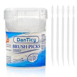 DanTicy Brushpicks Interdental Toothpicks,Soft Bristle Dental Floss Picks Toothpicks,Helps Removes Plaque and Debris Between Your Teeth 300PCS (Pack of 1)