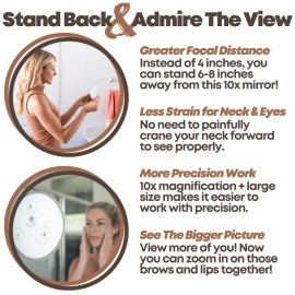 Magnifying Mirror with 3 Suction Cups 9 Inch (10X Magnification)