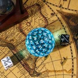 Poludie Upgraded D100 Dice, Single 100 Sided Polyhedral Dice D100 Die 50mm, D&D Dice D100 Game Dice, 100 Sided Cube with Metal Storage Tin(T Blue/White Font)