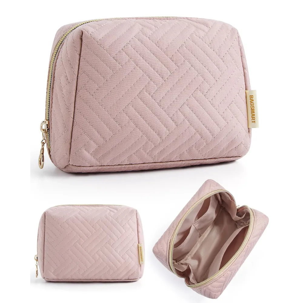 BAGSMART Small Makeup Bag, Travel Cosmetic Bag Make Up Pouch Small Travel Essentials for Women Dorm Room Essentials Pouch,Water-resistant Toiletry Bag,Makeup Organizer Bag,Pink BAGSMART Small Makeup Bag, Travel Cosmetic Bag Make Up Pouch Small Travel Essentials for Women Dorm Room Essentials Pouch,Water-resistant Toiletry Bag,Makeup Organizer Bag,Pink