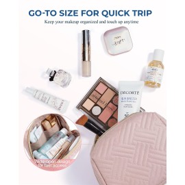 BAGSMART Small Makeup Bag, Travel Cosmetic Bag Make Up Pouch Small Travel Essentials for Women Dorm Room Essentials Pouch,Water-resistant Toiletry Bag,Makeup Organizer Bag,Pink BAGSMART Small Makeup Bag, Travel Cosmetic Bag Make Up Pouch Small Travel Essentials for Women Dorm Room Essentials Pouch,Water-resistant Toiletry Bag,Makeup Organizer Bag,Pink