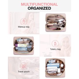 BAGSMART Small Makeup Bag, Travel Cosmetic Bag Make Up Pouch Small Travel Essentials for Women Dorm Room Essentials Pouch,Water-resistant Toiletry Bag,Makeup Organizer Bag,Pink BAGSMART Small Makeup Bag, Travel Cosmetic Bag Make Up Pouch Small Travel Essentials for Women Dorm Room Essentials Pouch,Water-resistant Toiletry Bag,Makeup Organizer Bag,Pink