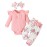 GDTOGRT Baby Girl Clothes Infant Outfit Ruffle Sleeve Romper and Floral Pants with Cute Headband Sets Baby Clothes for Girls 3-6 Months - Pink