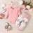 GDTOGRT Baby Girl Clothes Infant Outfit Ruffle Sleeve Romper and Floral Pants with Cute Headband Sets Baby Clothes for Girls 3-6 Months - Pink