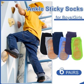 HYCLES Boys Girls Non-Slip Toddler Socks Grip Ankle Sticky Sock Anti-Skid Socks for Kids 6 Pairs for 6-9 Years Kids HYCLES Boys Girls Non-Slip Toddler Socks Grip Ankle Sticky Sock Anti-Skid Socks for Kids 6 Pairs for 6-9 Years Kids