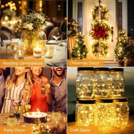 btfarm 30 Pack Fairy Lights Battery Operated [3 Modes], 7ft 20 Led Twinkle Lights String Lights Waterproof Bulk Small Mini Silver Wire for Christmas Mason Jars Wedding Table Centerpiece, Warm White